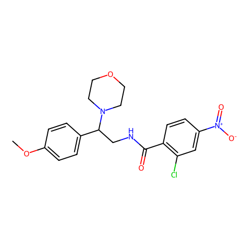 2-chloro-N-[2-(4-methoxyphenyl)-2-morpholin-4-ylethyl]-4-nitrobenzamide structure