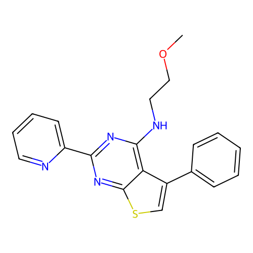 N-(2-Methoxyethyl)-5-phenyl-2-(2-pyridinyl)thieno[2,3-d]pyrimidin-4-amine structure