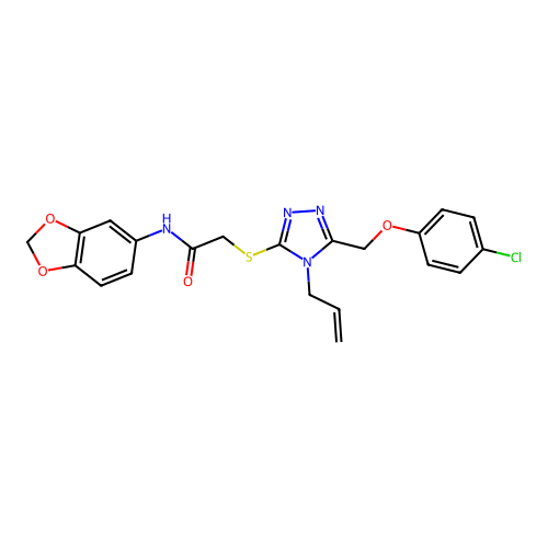 N-(1,3-benzodioxol-5-yl)-2-({5-[(4-chlorophenoxy)methyl]-4-(prop-2-en-1-yl)-4H-1,2,4-triazol-3-yl}sulfanyl)acetamide structure