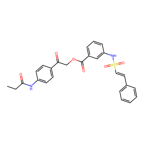 [2-oxo-2-[4-(propanoylamino)phenyl]ethyl] 3-[[(E)-2-phenylethenyl]sulfonylamino]benzoate structure