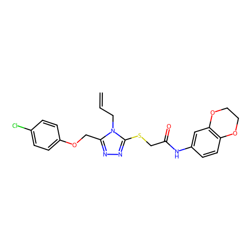 2-((4-allyl-5-((4-chlorophenoxy)methyl)-4H-1,2,4-triazol-3-yl)thio)-N-(2,3-dihydrobenzo[b][1,4]dioxin-6-yl)acetamide structure