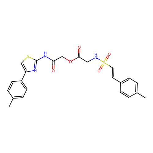 {[4-(4-methylphenyl)-1,3-thiazol-2-yl]carbamoyl}methyl 2-[2-(4-methylphenyl)ethenesulfonamido]acetate structure