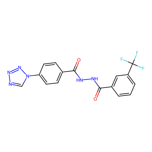 N'-[4-(tetrazol-1-yl)benzoyl]-3-(trifluoromethyl)benzohydrazide structure