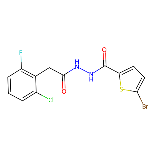 5-bromo-N'-[2-(2-chloro-6-fluorophenyl)acetyl]thiophene-2-carbohydrazide structure