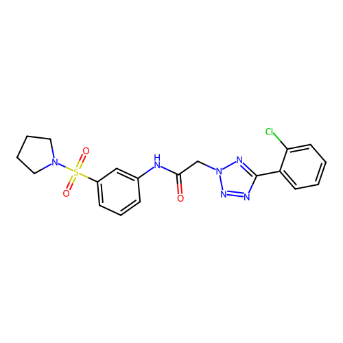 2-[5-(2-chlorophenyl)tetrazol-2-yl]-N-(3-pyrrolidin-1-ylsulfonylphenyl)acetamide structure