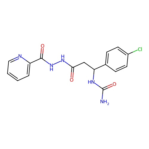 [1-(4-Chlorophenyl)-3-oxo-3-[2-(pyridine-2-carbonyl)hydrazinyl]propyl]urea structure