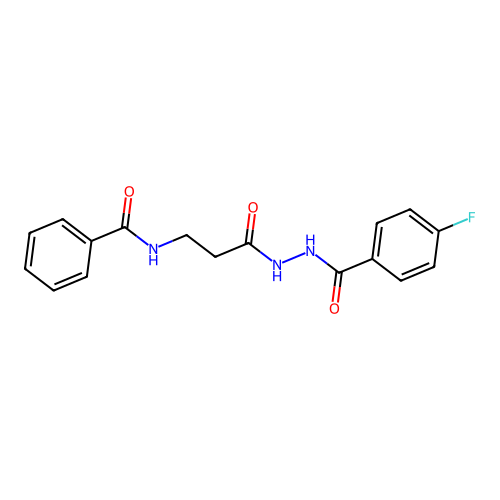 N-[3-[2-(4-fluorobenzoyl)hydrazinyl]-3-oxopropyl]benzamide structure