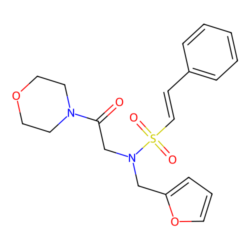 (E)-N-(furan-2-ylmethyl)-N-(2-morpholin-4-yl-2-oxoethyl)-2-phenylethenesulfonamide structure