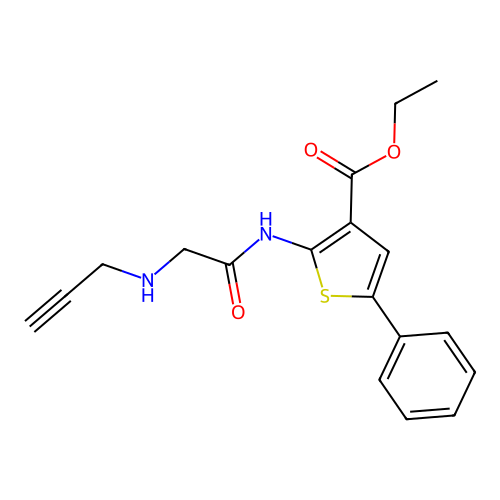 Ethyl 5-phenyl-2-{2-[(prop-2-yn-1-yl)amino]acetamido}thiophene-3-carboxylate structure