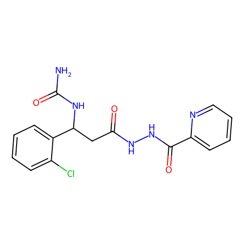[1-(2-Chlorophenyl)-3-oxo-3-[2-(pyridine-2-carbonyl)hydrazinyl]propyl]urea structure