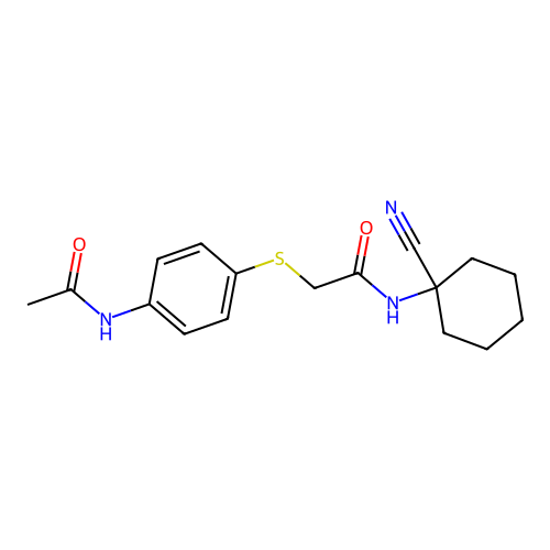 2-((4-Acetamidophenyl)thio)-N-(1-cyanocyclohexyl)acetamide structure