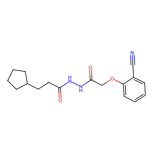 N'-[2-(2-cyanophenoxy)acetyl]-3-cyclopentylpropanehydrazide structure