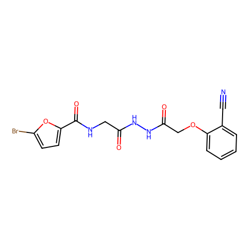 5-bromo-N-[2-[2-[2-(2-cyanophenoxy)acetyl]hydrazinyl]-2-oxoethyl]furan-2-carboxamide structure