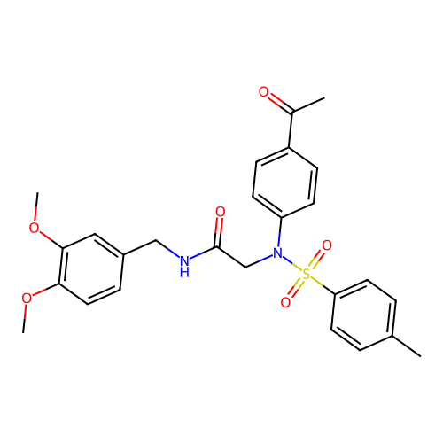 2-(4-acetyl-N-(4-methylphenyl)sulfonylanilino)-N-[(3,4-dimethoxyphenyl)methyl]acetamide structure