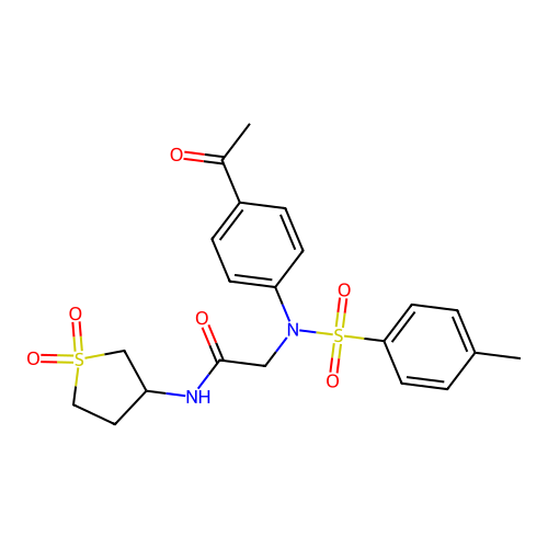 2-(4-acetyl-N-(4-methylphenyl)sulfonylanilino)-N-(1,1-dioxothiolan-3-yl)acetamide structure