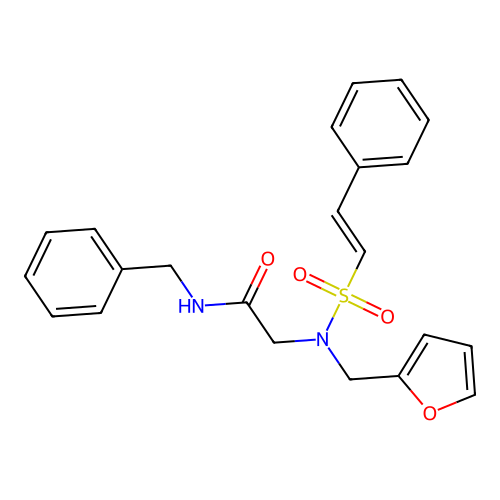 N-benzyl-2-{N-[(furan-2-yl)methyl]-2-phenylethenesulfonamido}acetamide structure