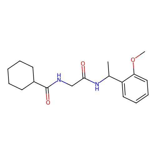 N-[2-[1-(2-methoxyphenyl)ethylamino]-2-oxoethyl]cyclohexanecarboxamide structure