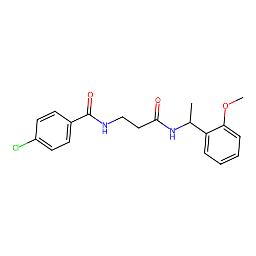 4-chloro-N-[3-[1-(2-methoxyphenyl)ethylamino]-3-oxopropyl]benzamide structure
