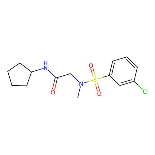 2-[(3-chlorophenyl)sulfonyl-methylamino]-N-cyclopentylacetamide structure