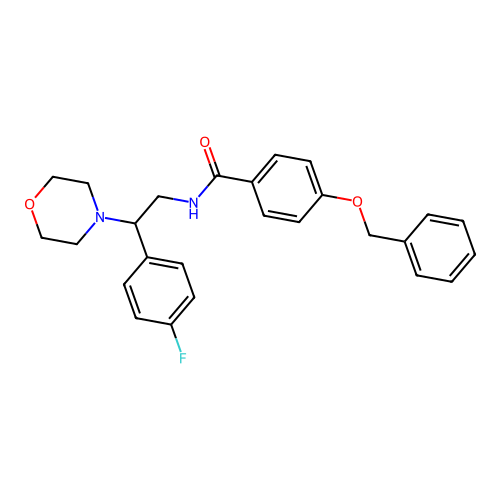 N-[2-(4-fluorophenyl)-2-morpholin-4-ylethyl]-4-phenylmethoxybenzamide structure