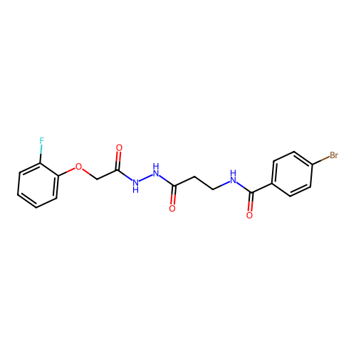 4-bromo-N-[3-[2-[2-(2-fluorophenoxy)acetyl]hydrazinyl]-3-oxopropyl]benzamide structure
