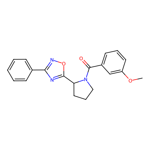 5-[1-(3-Methoxybenzoyl)pyrrolidin-2-yl]-3-phenyl-1,2,4-oxadiazole structure