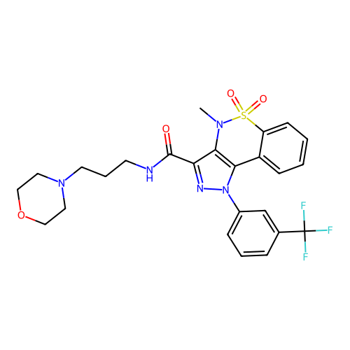 4-Methyl-N-(3-(4-morpholinyl)propyl)-1-(3-(trifluoromethyl)phenyl)-1,4-dihydropyrazolo(4,3-c)(1,2)benzothiazine-3-carboxamide 5,5-dioxide structure