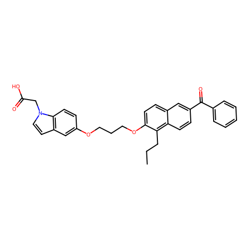 2-{5-[3-(6-Benzoyl-1-propylnaphthalen-2-yloxy)propoxy]indol-1-yl}ethanoic acid structure