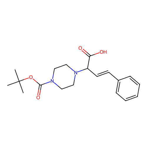 2-[4-[(2-Methylpropan-2-yl)oxycarbonyl]piperazin-1-yl]-4-phenylbut-3-enoic acid structure