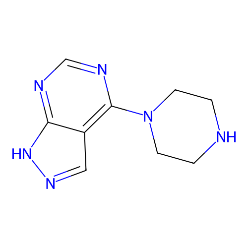 4-(Piperazin-1-yl)-1H-pyrazolo[3,4-d]pyrimidine structure