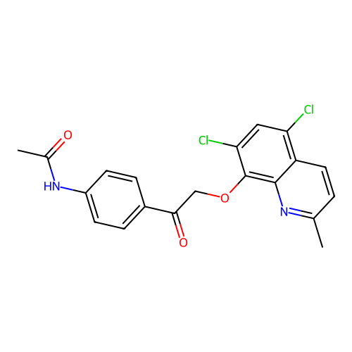 N-(4-(2-((5,7-Dichloro-2-methylquinolin-8-yl)oxy)acetyl)phenyl)acetamide structure
