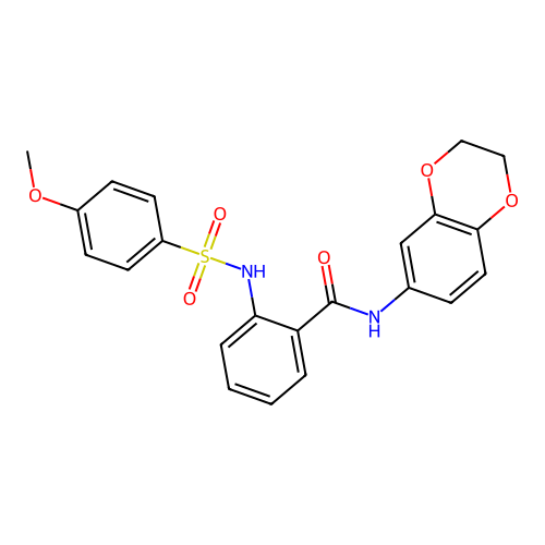 N-(2,3-dihydro-1,4-benzodioxin-6-yl)-2-(4-methoxybenzenesulfonamido)benzamide structure