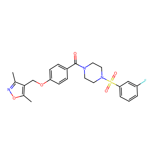 [4-[(3,5-dimethyl-1,2-oxazol-4-yl)methoxy]phenyl]-[4-(3-fluorophenyl)sulfonylpiperazin-1-yl]methanone structure