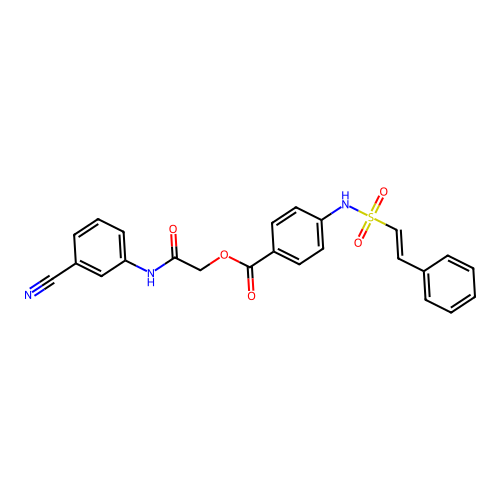[2-(3-cyanoanilino)-2-oxoethyl] 4-[[(E)-2-phenylethenyl]sulfonylamino]benzoate structure