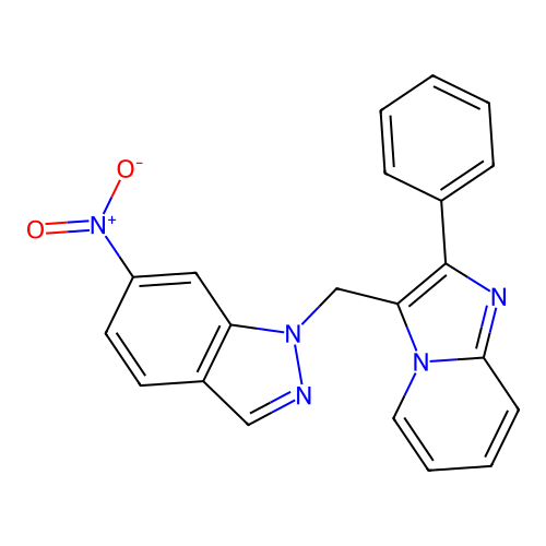 6-Nitro-1-((2-phenylimidazo[1,2-a]pyridin-3-yl)methyl)-1H-indazole structure