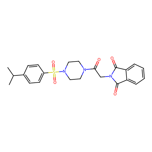2-[2-oxo-2-[4-(4-propan-2-ylphenyl)sulfonylpiperazin-1-yl]ethyl]isoindole-1,3-dione structure