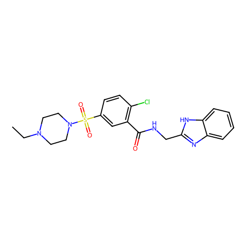 N-(1H-benzimidazol-2-ylmethyl)-2-chloro-5-(4-ethylpiperazin-1-yl)sulfonylbenzamide structure