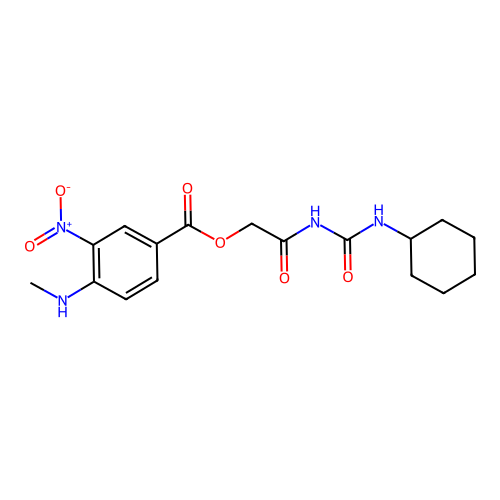 [2-(Cyclohexylcarbamoylamino)-2-oxoethyl] 4-(methylamino)-3-nitrobenzoate structure