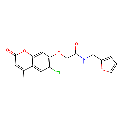 2-[(6-chloro-4-methyl-2-oxo-2H-chromen-7-yl)oxy]-N~1~-(2-furylmethyl)acetamide structure
