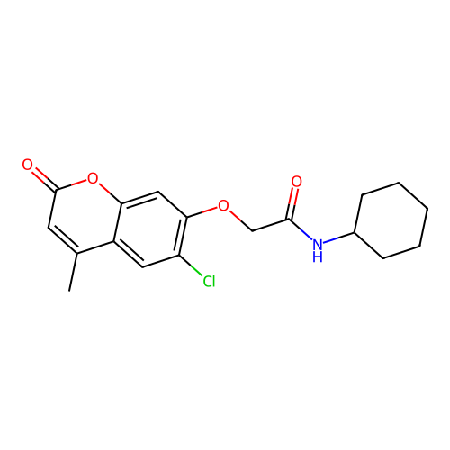2-(6-chloro-4-methyl-2-oxochromen-7-yl)oxy-N-cyclohexylacetamide structure