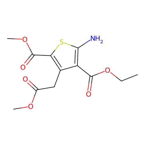 4-Ethyl 2-methyl 5-amino-3-(2-methoxy-2-oxoethyl)thiophene-2,4-dicarboxylate structure