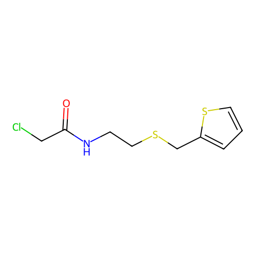 2-chloro-N-{2-[(thiophen-2-ylmethyl)sulfanyl]ethyl}acetamide structure