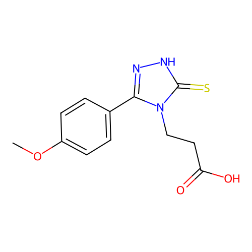 3-[3-(4-methoxyphenyl)-5-sulfanyl-4H-1,2,4-triazol-4-yl]propanoic acid structure