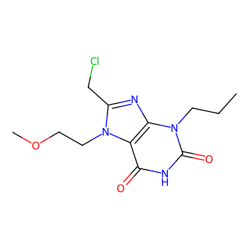 8-(chloromethyl)-7-(2-methoxyethyl)-3-propyl-2,3,6,7-tetrahydro-1H-purine-2,6-dione structure