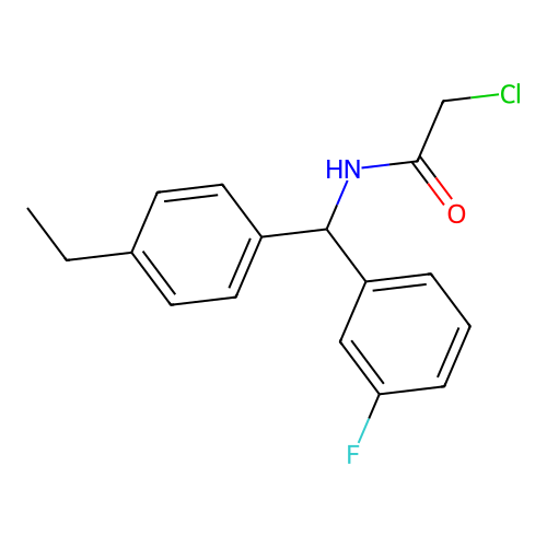 2-chloro-N-[(4-ethylphenyl)(3-fluorophenyl)methyl]acetamide structure