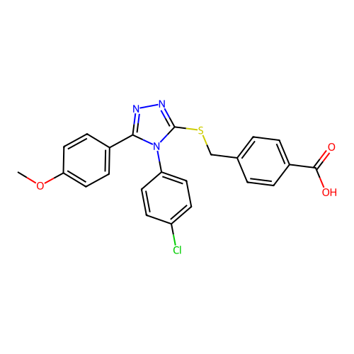 4-[[4-(4-chlorophenyl)-5-(4-methoxyphenyl)-1,2,4-triazol-3-yl]sulfanylmethyl]benzoic Acid structure