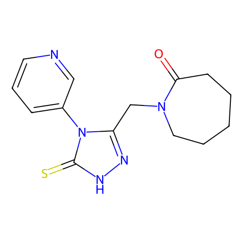 1-{[4-(pyridin-3-yl)-5-sulfanyl-4H-1,2,4-triazol-3-yl]methyl}azepan-2-one structure