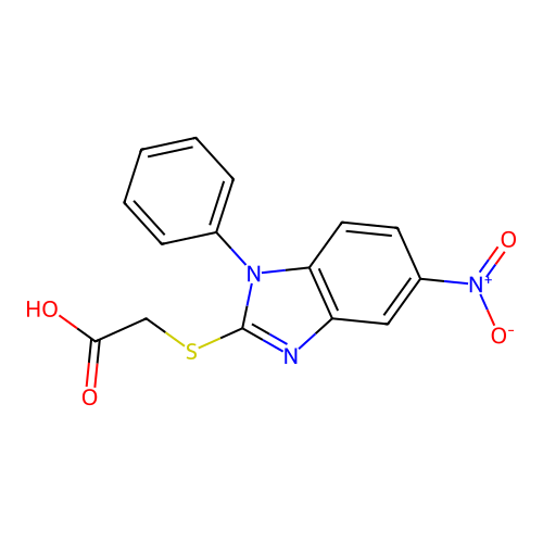 2-[(5-nitro-1-phenyl-1H-1,3-benzodiazol-2-yl)sulfanyl]acetic acid structure