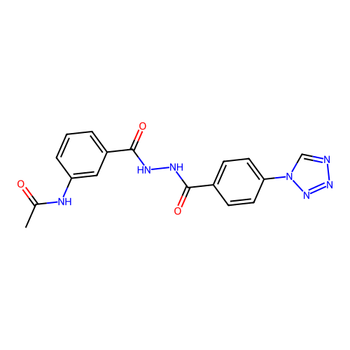 N-[3-[[[4-(tetrazol-1-yl)benzoyl]amino]carbamoyl]phenyl]acetamide structure