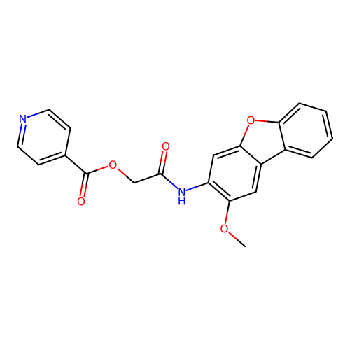 2-((2-Methoxydibenzo[b,d]furan-3-yl)amino)-2-oxoethyl isonicotinate structure
